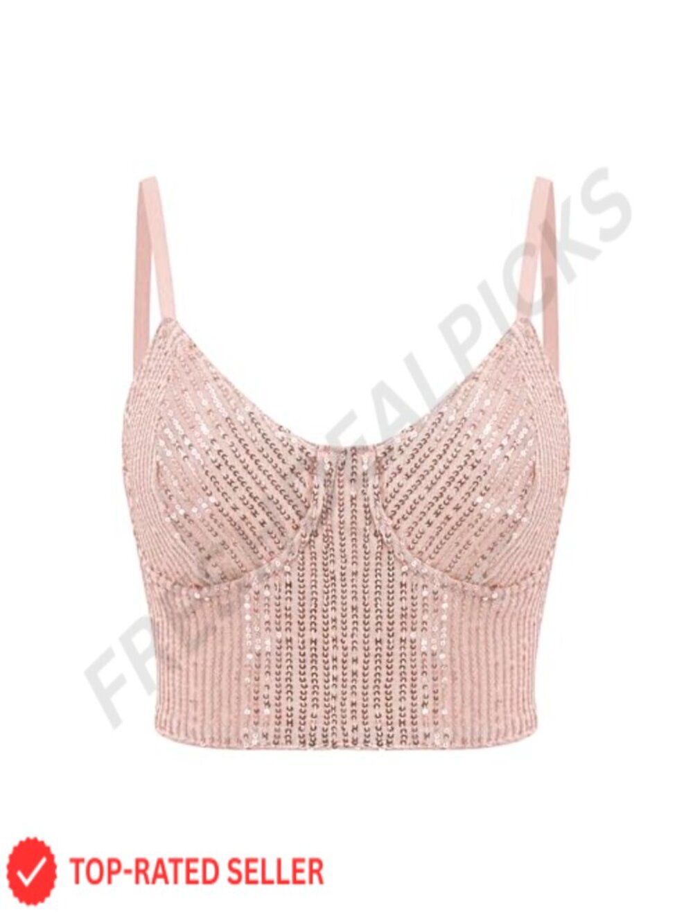 Women's Sequin Crop Top Spaghetti Strap Sleeveless Party Club Top